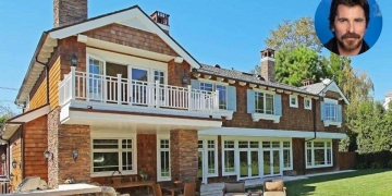 Christian Bale House|exterior Christian Bale house|Christian Bale home library