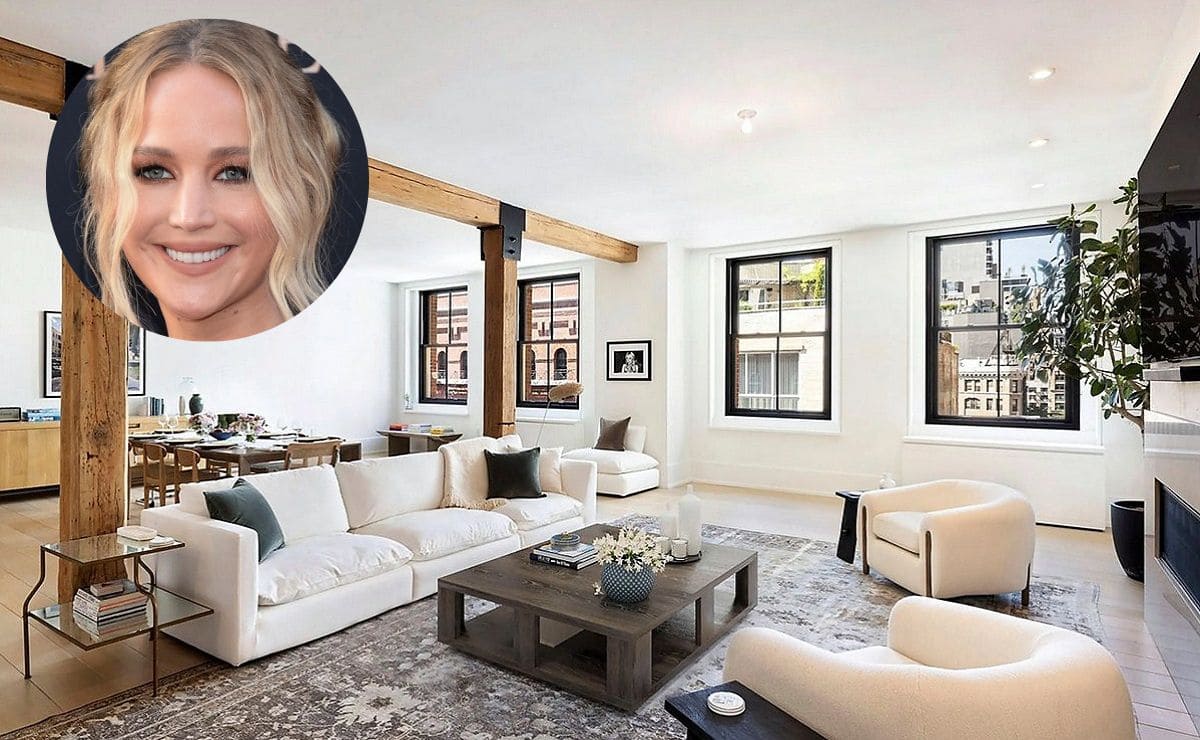 new york famous actress|living room neighborhood tribeca house|open floor plan high ceilings|marble suite marble windows terrace