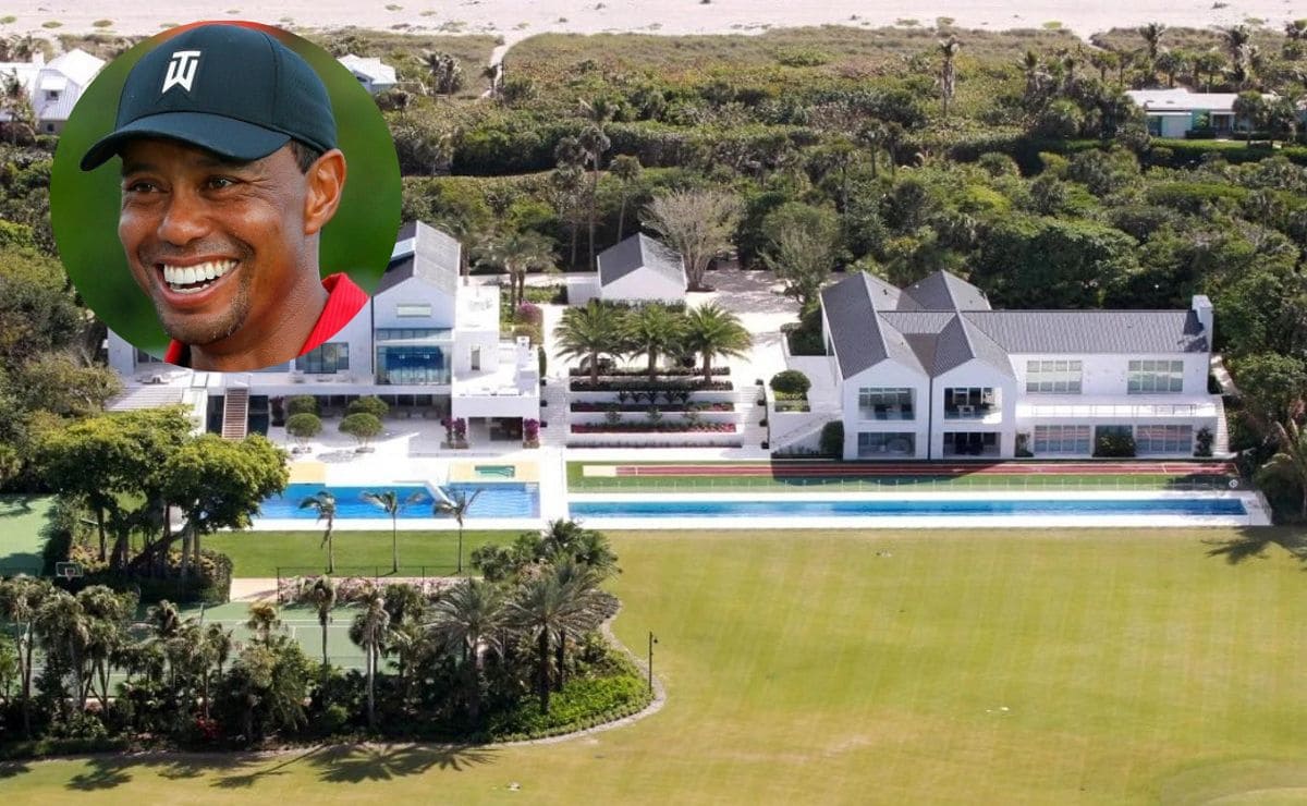 famous golfer's house Jupiter Island|swimming pool training courts rest|clima florida |port tiger woods sportsman