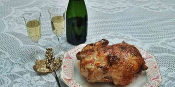 pollo relleno castañas manzanas