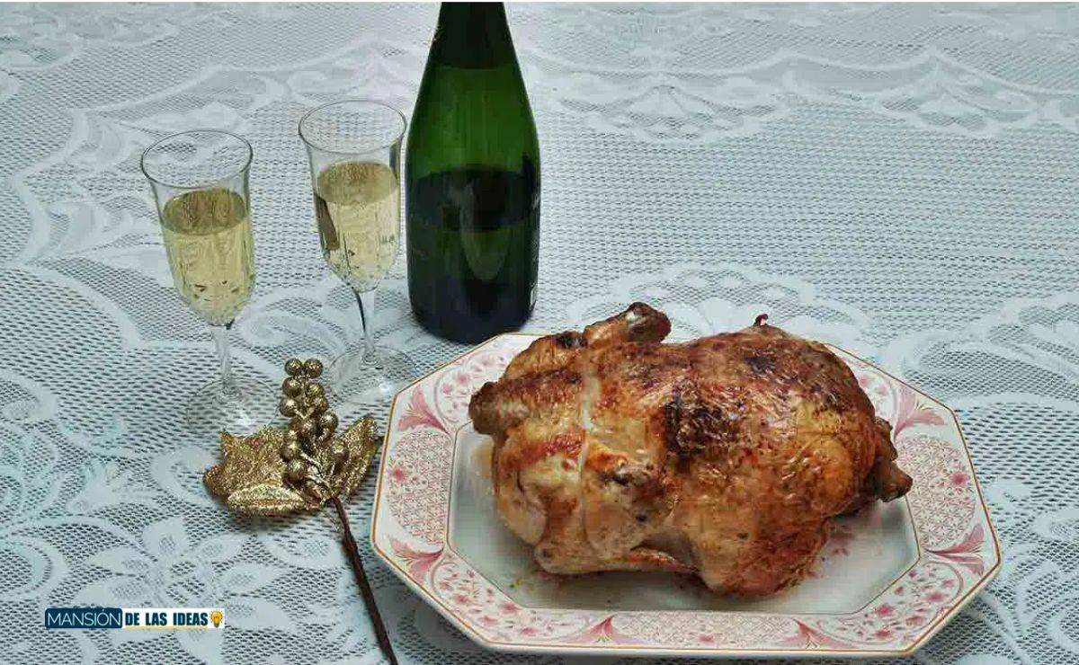 pollo relleno castañas manzanas