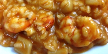 arroz meloso gambas sepia