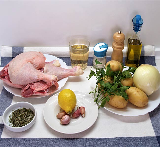 Pollo asado con hierbas provenzales y limón