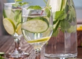 Water with lemon and cucumber - refreshing drink