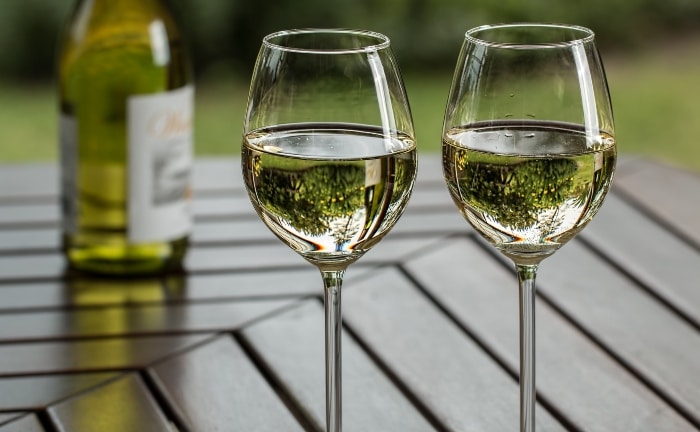 white wine served outdoors
