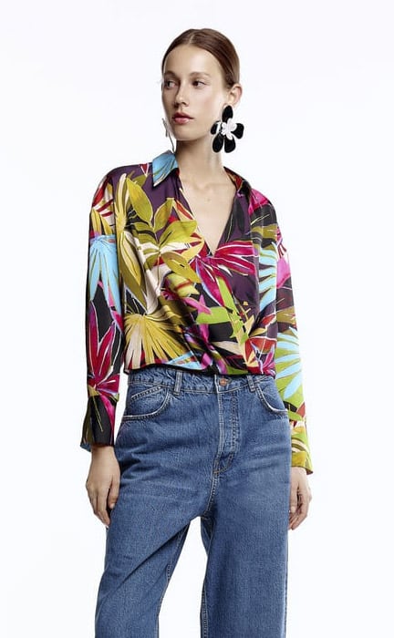Camisa estampado tropical de Zara