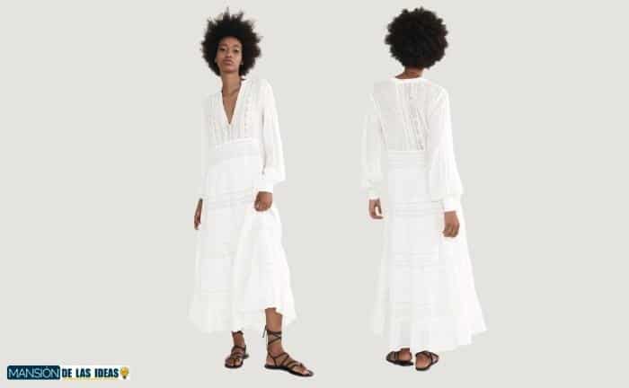 Vestido puntilla blanco para bodas de Zara