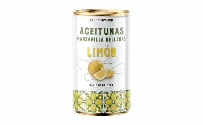 Aceitunas manzanillas rellenas de limón de la marca El Cultivador