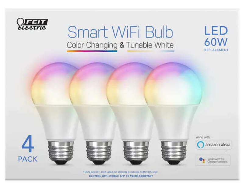 Feit Electric Smart Wi-Fi LED Color Changing Dimmable 60W Light Bulbs