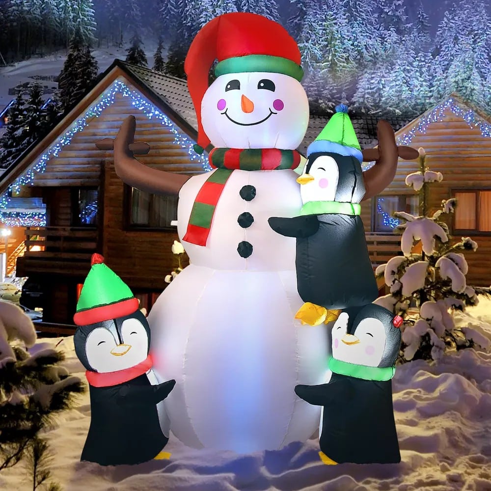 Christmas Inflatable Snowman with Penguins