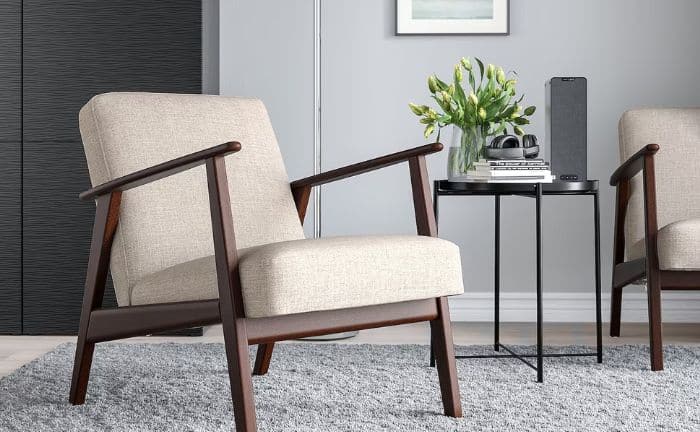 EKENÄSET upholstered armchair in light beige color