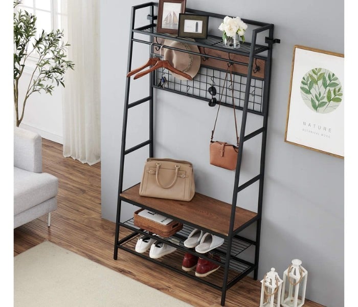 O&K Furniture 5-In-1 Hall Trees with Bench and Coat Rack