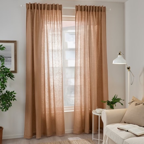 Ikea beige linen curtains