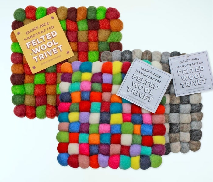 felted wool trader joes trivets - home decor