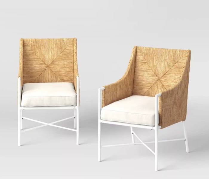 Stanton 2pk Rush Weave Club Chairs - WhiteNatural - Threshold™ designed with Studio McGee