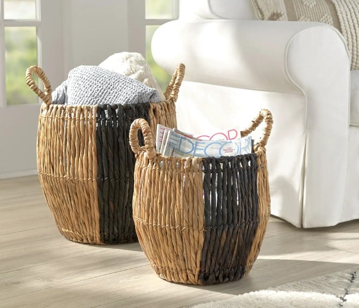 Dave & Jenny Marrs for Better Homes & Gardens Natural and Black Water Hyacinth Baskets - Walmart