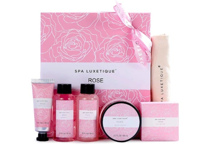 Spa Bath Gift Set for Women, Rose Scent Gifts Box, Bath and Body Mother's Day Gift for Mom