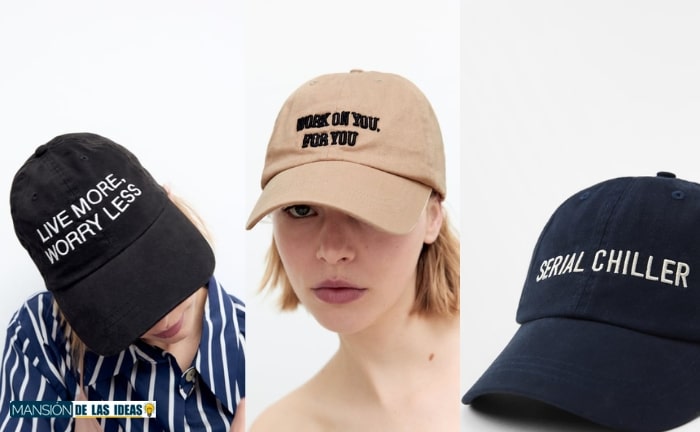 Gorras con mensajes bordados de Zara