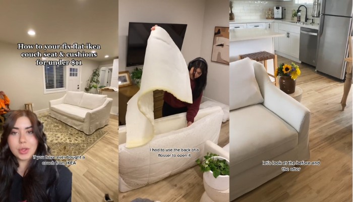 Ikea cushion fluff it up - TikTok trick