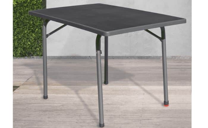 La mesa plegable BELAVI está disponible en un color negro antracita