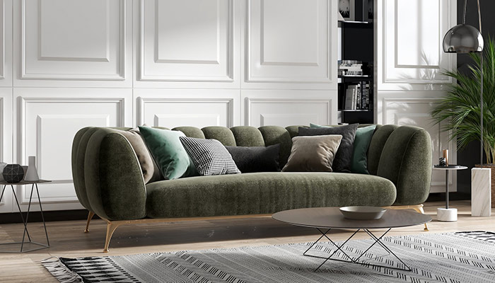 sofa de lona verde