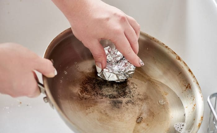 The trick is rubbing an aluminum foil pan