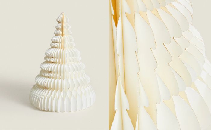 Detalle del árbol de Navidad de papel 3D de Zara Home